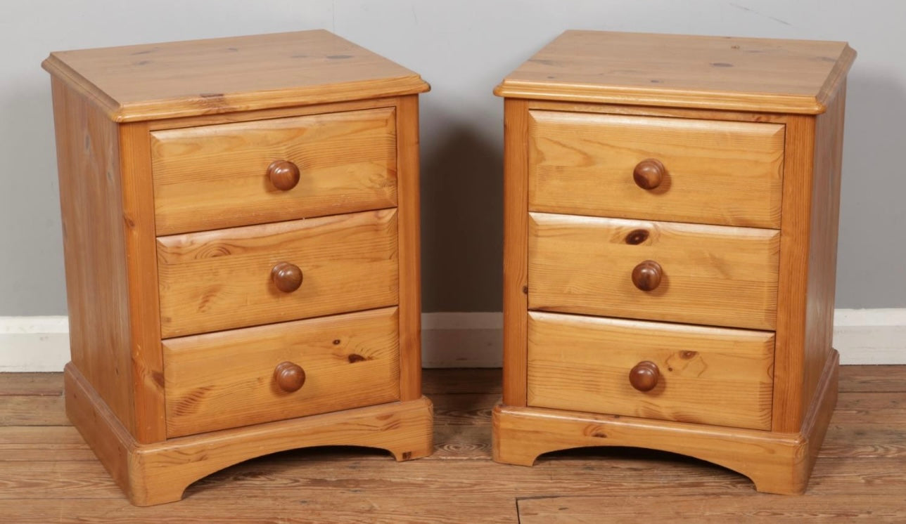 Pair of pine bedside chests