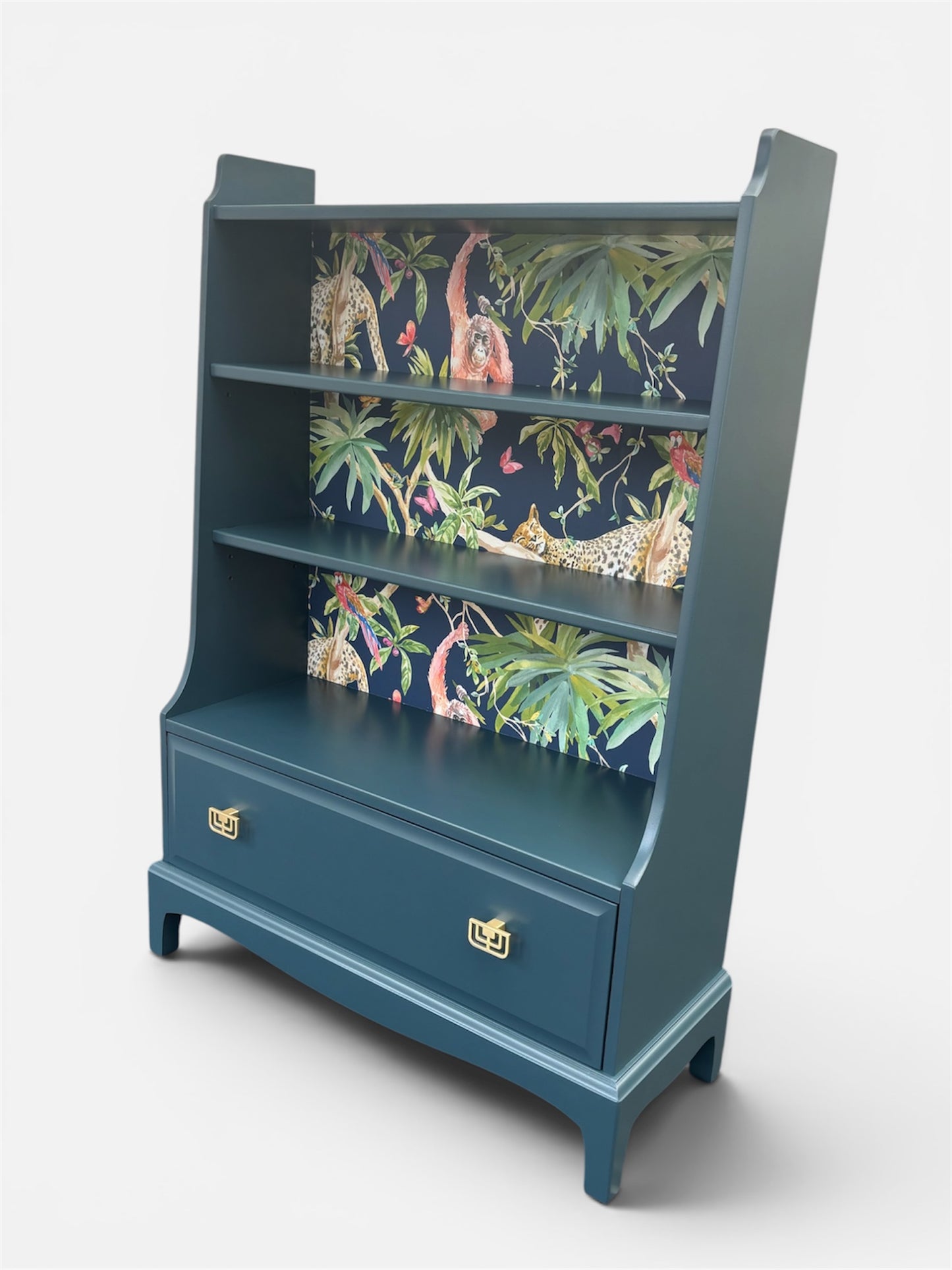 Stag Minstrel waterfall Bookcase/shelving unit - Colour Poseidon
