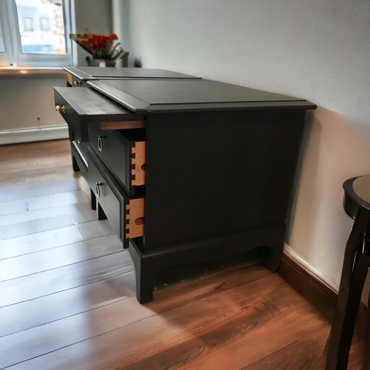 Stag Minstrel Pair of 2 drawer bedsides with tea tray