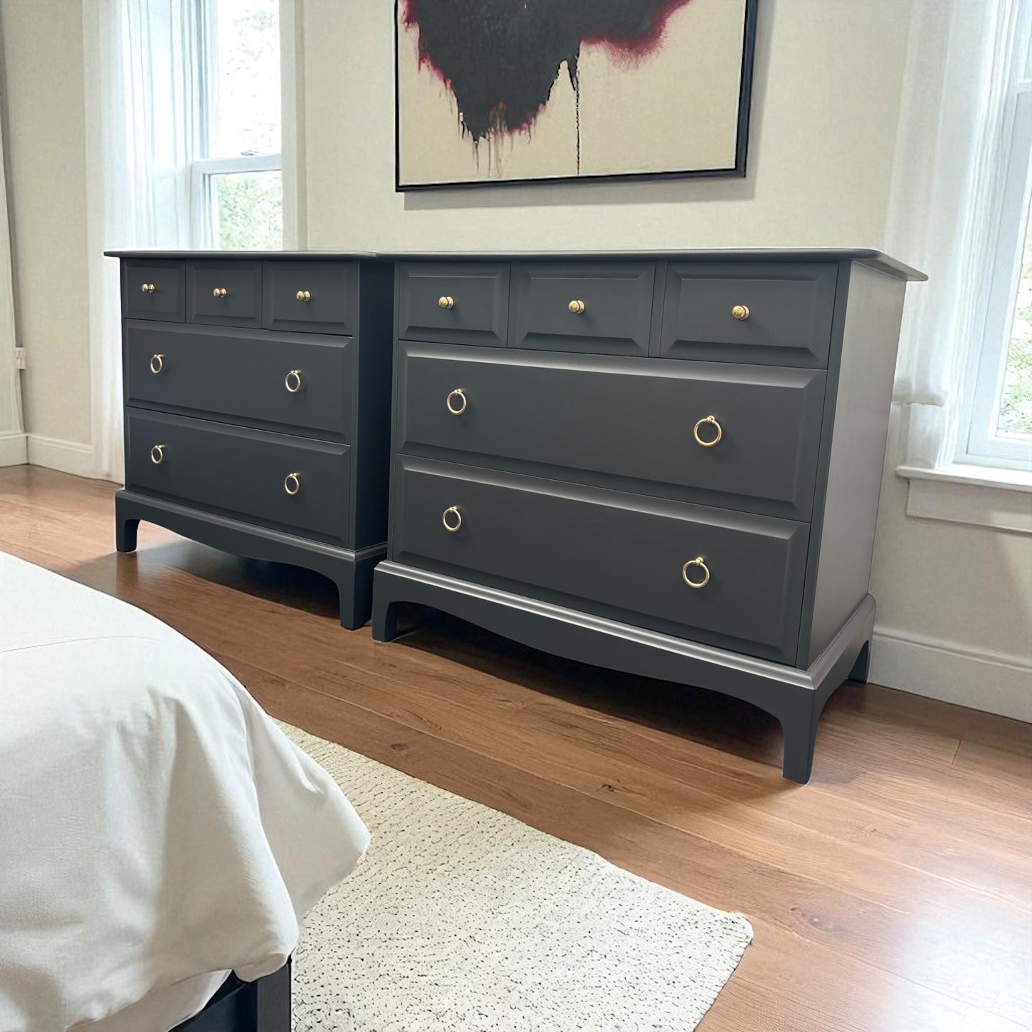 Stag Minstrel bedroom set 3 over 2 chest of drawers and 2 x 2 drawer bedsides